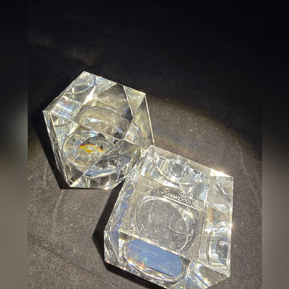2 unmatching Clear Crystal Rosenthal Votive Candle Holders - Picture 5 of 9